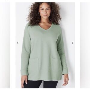 J. Jill Mineral Green Textured Patch Pocket Tunic